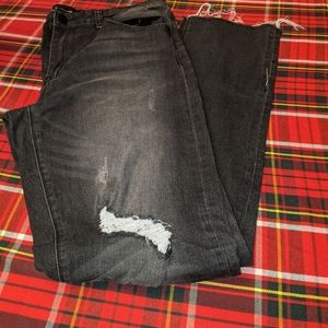 Distressed wide leg ripped jean